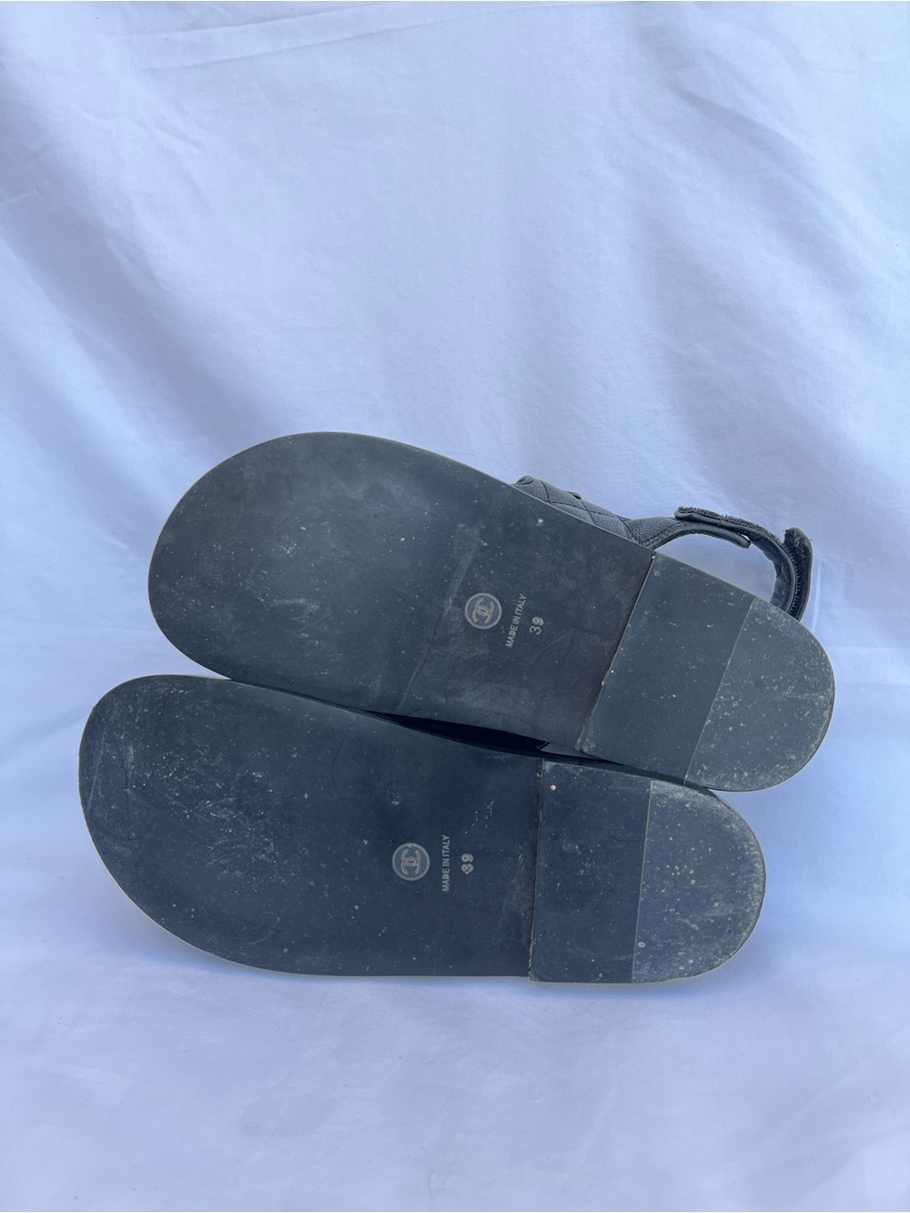 CHANEL Women's Black Leather Quilted Dad CC Slide Birkenstock Sandals Size 38 - Picture 11 of 12
